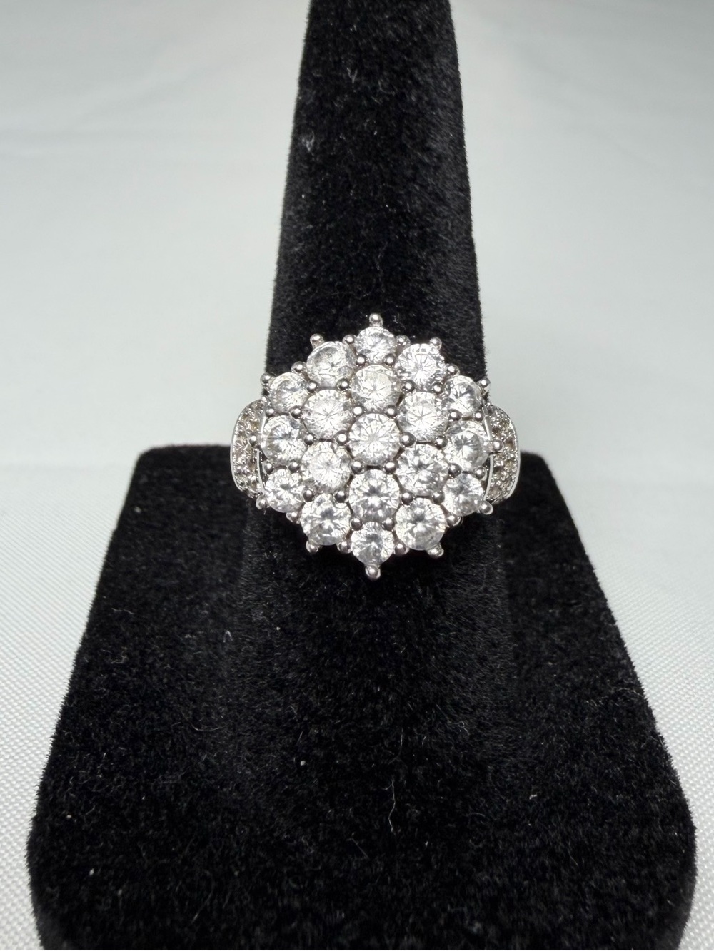 Dome Cluster Cocktail Ring Size 6 45 Stone 2.10ctw Cubic Zirconia 925 Sterling